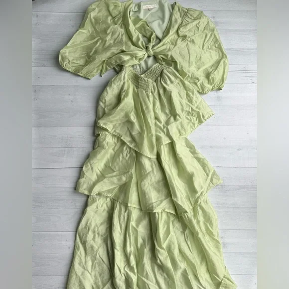 Wayf Tiered Midi Dress Mint Size M - Picture 14 of 14